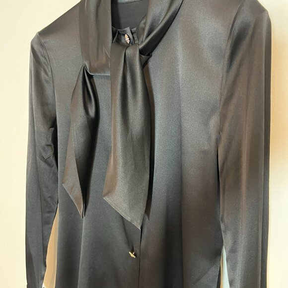 Silk fancy black blouse size S. New - Picture 4 of 6